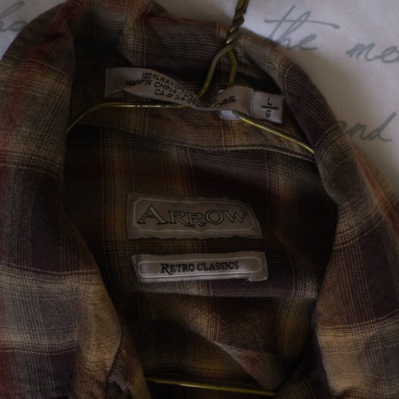 Arrow Retro Classics - Vintage Brown Plaid Button Down - Picture 2 of 2